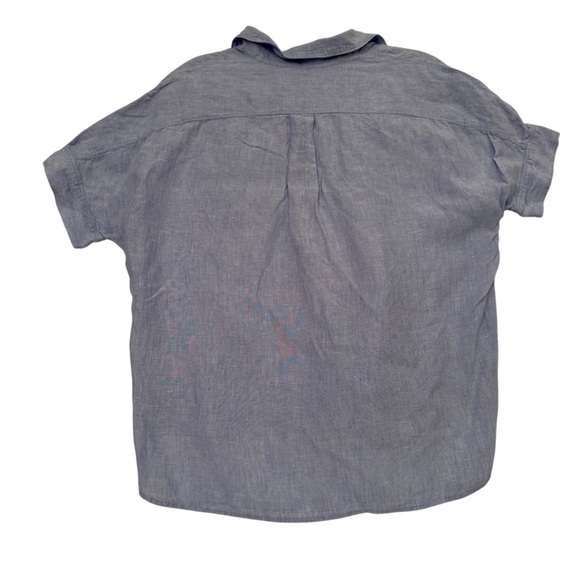 J. Crew Baird McNutt Irish Linen Light Blue Short Sleeve Blouse Size 10 - Picture 2 of 14